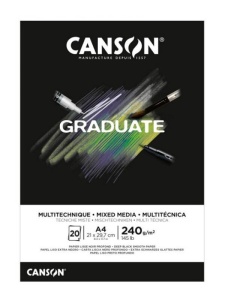 Bloc Graduate Mixed Media, hartie neagra 240g/mp Canson