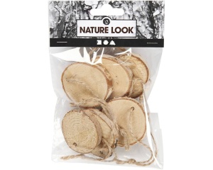 Felii din lemn, 35-45 mm, grosime 7 mm, 7 bucati, Nature Look, 50281, Creativ Company