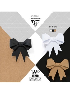 Hartie origami culori neutre 100 coli 80g 20X20cm Clairefontaine 95006C