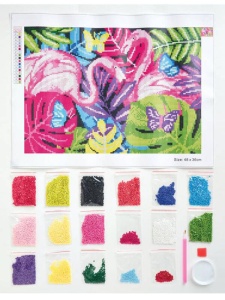 Kit broderie cu strasuri colorate Twin Flamingos DP Craft DSM-105119