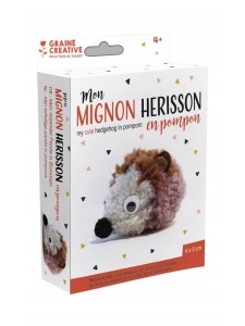 Kit creativ pentru copii, Arici din pom-pom Graine Creative, cod 440024