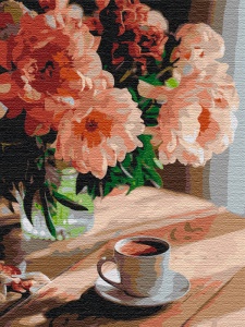 Kit pictura pe numere Coffee with Smell of Peonies 51686
