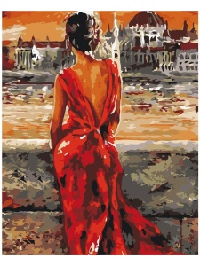 Kit pictura pe numere Lady in Red 52664