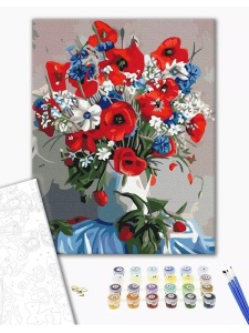Kit pictura pe numere Poppies in a Vase 7806