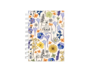 Notebook Floral Harmony White cu coperti cartonate si spira 80g 120 file