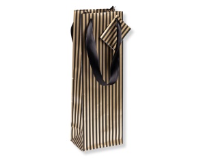 Punga de Cadou pentru Sticla 12,5x9,5x38cm Model cu Dungi Negru/Auriu Premium Clairefontaine 212912C