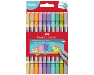 Set 10 carioca culori pastel 2 capete Faber-Castell FC151112