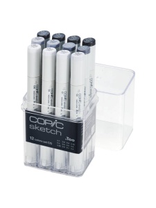 Set 12 markere cu cerneala pe baza de alcool, Copic Sketch Cool Gray, 21075151