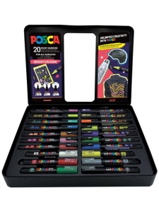 Set 20 markere Groovy Colours in cutie metalica Posca C4307