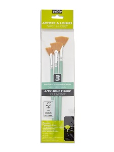 Set 3 pensule evantai din par sintetic cu fibre aurii, Pebeo 952307