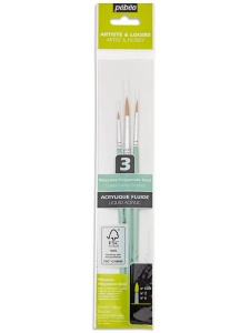 Set 3 pensule sintetice cu varf rotund Pebeo 952309