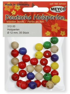 Set 35 margele din lemn colorate, diametru 12mm Meyco 312-30