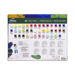 Set 40x20ml culori acrilice Pebeo Studio acrylics + 1 pensula cadou 833446