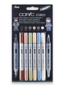 Set 5 markere cu cerneala pe baza de alcool + Colorless Blender, Copic Ciao Scrap & Stempel 2, 22075560