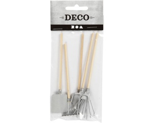 Set 5 unelte miniatura metal 11 cm pentru machetare si decor DIY