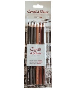 Set 6 Creioane Asortate Schita Blister Conte 50106
