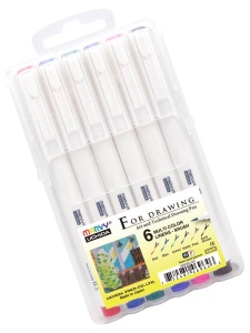 Set 6 linere Brush-Tip Multicolor Marvy Uchida for Drawing 4600C-6CX
