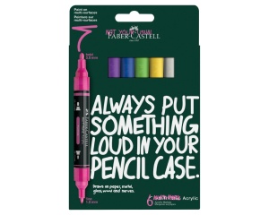 Set 6 markere acrilice Multimark culori intense blister Faber-Castell FC186009