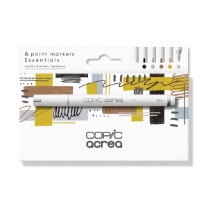 Set 6 markere cu pigmenti pe baza de apa, Copic Acrea Essentials, 20077600