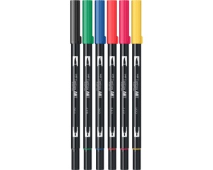 Set 6 markere Dual Brush, Primary Colours, Tombow, TB-ABT-6P-1
