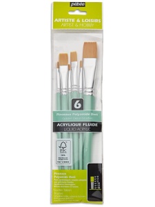 Set 6 pensule sintetice varf plat Pebeo 952310