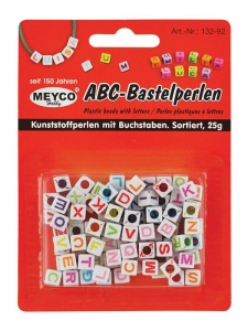 Set margele din plastic patrate alfabet 7x7mm Meyco 13292