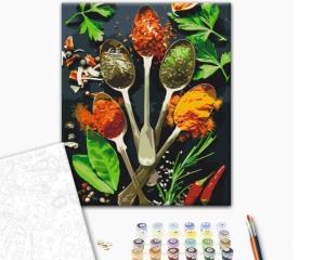 Set pictura pe numere Condimente si ierburi aromate in culori vibrante BS53468