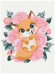Set pictura pe numere pentru copii Chanterelle in Flowers 001