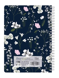 Sketchbook cu spira Flowers negru 120g/mp, 60 file Drasca