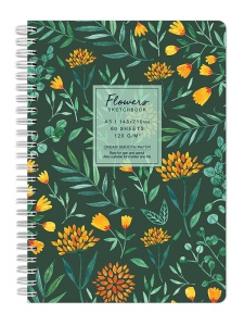 Sketchbook cu spira Flowers verde 120g/mp, 60 file Drasca