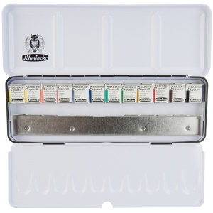 Acuarele fine set 12 x 1/2 in cutie de metal Akademie Schmincke 75412