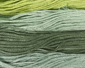 Ata broderie mouline 1mm set 6 culori Green Glitter pentru cusut si craft