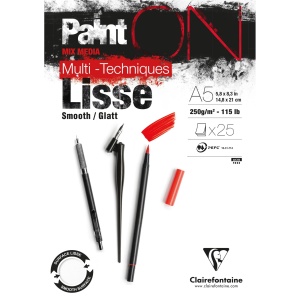 Bloc Mix Media Clairefontaine Paint'ON Smooth, 25 file, 250g/mp