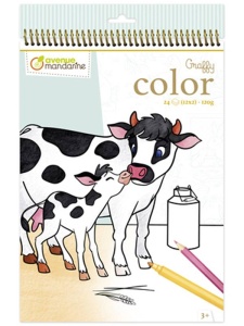Carte de colorat Graffy Color Avenue Mandarine - Animale de la ferma, 24 file, spira GY097C