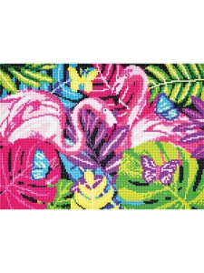 Kit broderie cu strasuri colorate Twin Flamingos DP Craft DSM-105119