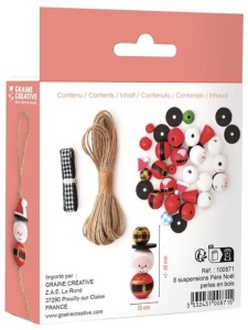 Kit creativ model Decoratiuni Mos Craciun din Bile de Lemn Graine Creative 100871