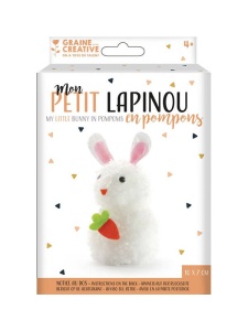 Kit creativ pentru copii, Iepuras din pom-pom Graine Creative, cod 440022