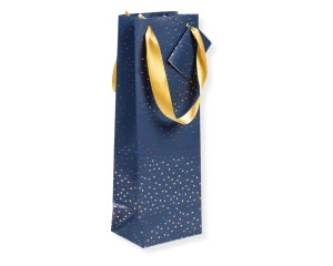 Punga de Cadou pentru Sticla 12,5x9,5x38cm Model Bleumarin Stars Premium Clairefontaine 212913C