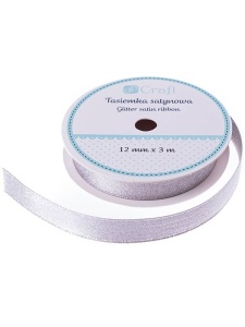 Rola panglica din satin cu sclipici 3m silver Dp Craft dpta-100