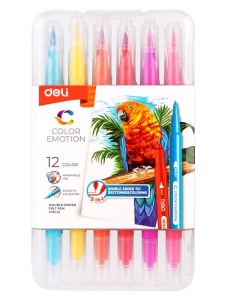 Set 12 carioci cu 2 capete Deli DLEC15112