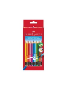 Set 12 creioane colorate cu radiera Faber Castell 116612