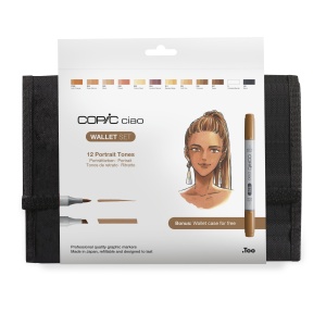 Set 12 markere, pe baza de alcool, reincarcabile, Ciao Portrait Tones cu Penar, 22075735, Copic