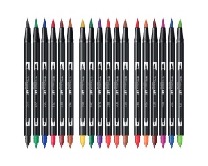 Set 18 markere Dual Brush in culori primare, Tombow, TB-ABT-18P-1