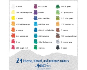 Set 24 creioane colorate acuarelabile Mars Artist, cutie metalica, 104-M24, Staedtler