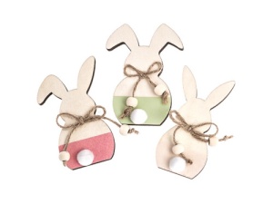 Set 3 Ornamente Lemn Iepuri 10cm Paste DPDN-222 Dp Craft