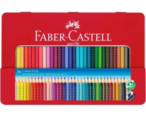 Set 36 creioane colorate Grip 2001 (cutie metal) Faber Castell 112435