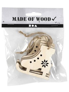 Set 4 ornamente din lemn, model Patine de Gheata Creativ Company 55319