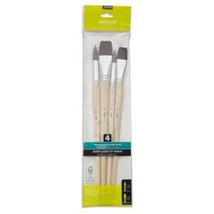 Set 4 pensule Pebeo, 2 varf rotund si 2 varf lat, par sintetic 950402