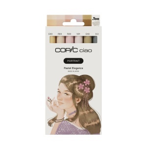 Set 5 markere cu cerneala pe baza de alcool + 1 Multiliner, Copic Ciao Pastel Elegance, 22075582