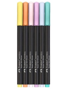 Set 6 markere Brush Pen Pastel Black Edition Faber-Castell 116453